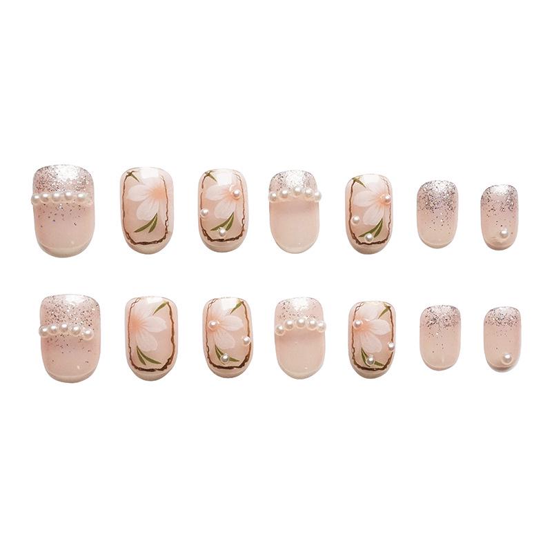 Yajie Na Jasmine Camellia Pearl Nail Art Stickers - Transparent, Shiny, Wearable False Nails