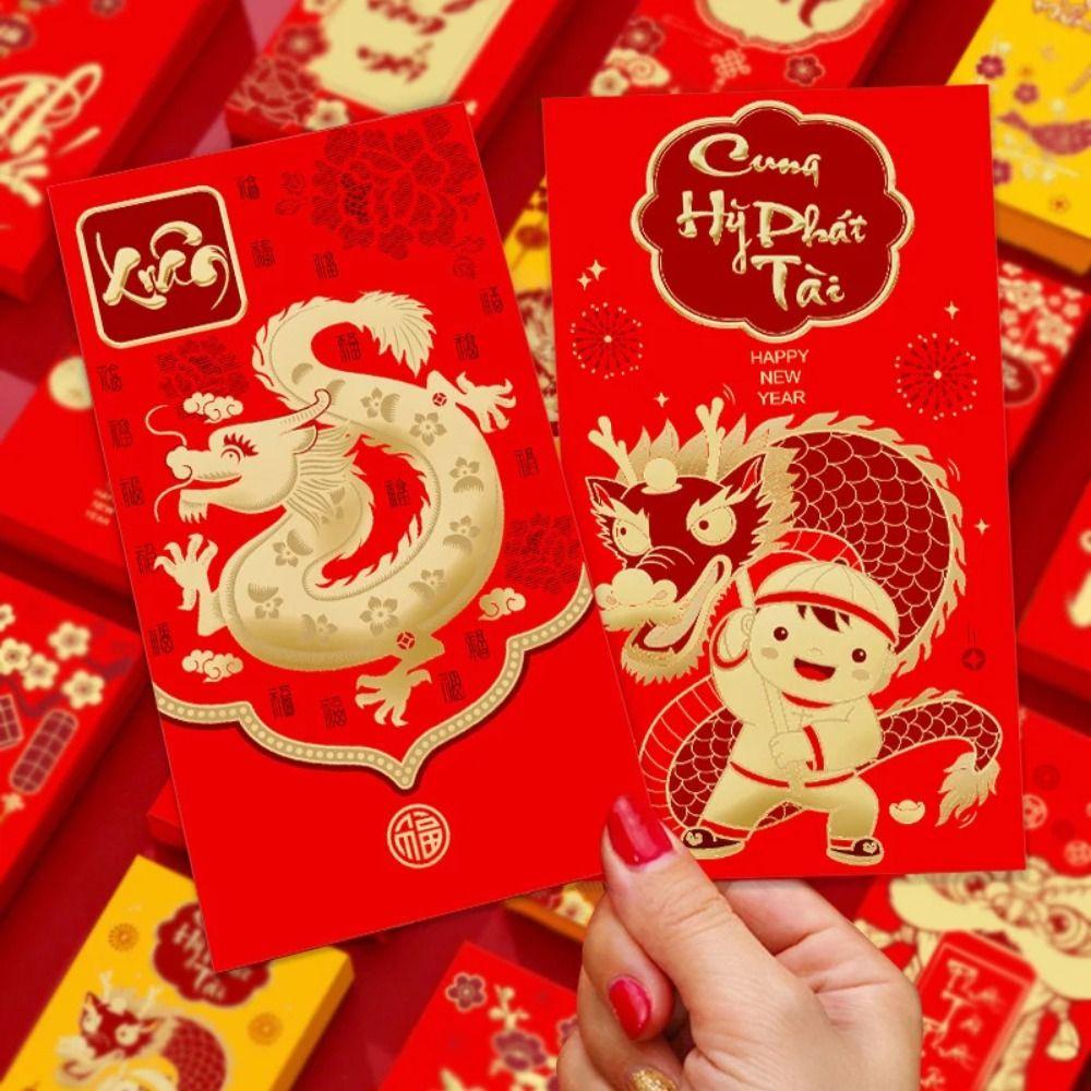 

6 Pcs Cute Red Envelope Zodiac Red Packet 2024 Chinese New Year