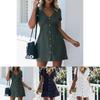 Stylish Women Button Down V Neck Mini Tea Dress In Soft Comfortable Fabric Perfect For Summer Days