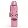 1PC Simple Sunrise Ocean Line Art 750ml Color Plastic Sports Water Bottle Leakproof Flip Straw Lid Suitable for Sports Office Home Use