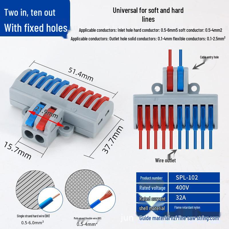 Quick Connector SPL-42/62, 2 In 2 Out Wire Terminal for Downlight and Household Solid