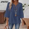 JPNTKY Women's Fashion Casual Solid Color Print O-Neck Blouses & Shirts