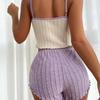 Summer 2pcs Pajamas Set for Women Casual Simple Ground Wool Halter Vest Shorts Set Home Wear Sleepwear Loungerwear