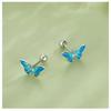 Bright Oil Drop Butterfly Earrings for Women - S925 Silver Threaded Ear Jewelry