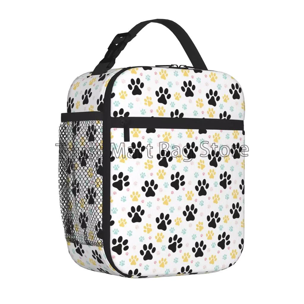 Dog Paw Print Insulated Lunch Bag for Women Reusable Lunch Box for Work School Picnic Cooler Thermal Bento Bag for Boys Girls