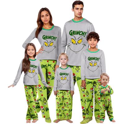 Ebeveyn-Çocuk Noel Baskılı Ev Takımı Uzun Kollu Üst Ve Pantolon