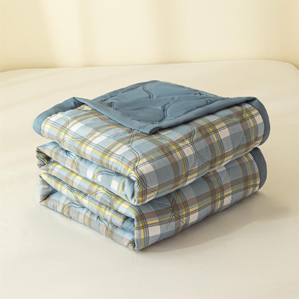 INS Skin-Friendly Washable Cotton Summer Quilt - Brushed Flannel Cooling Blanket for Dorms