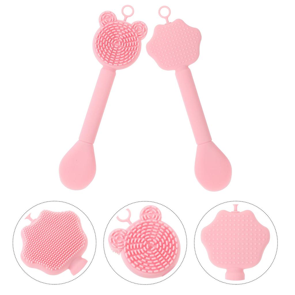 2Pcs Double-End Silicone Facial Brush Face Cleansing Scrubber Mask Applicator Tool Deep Cleaning Exfoliator for All Skin Types