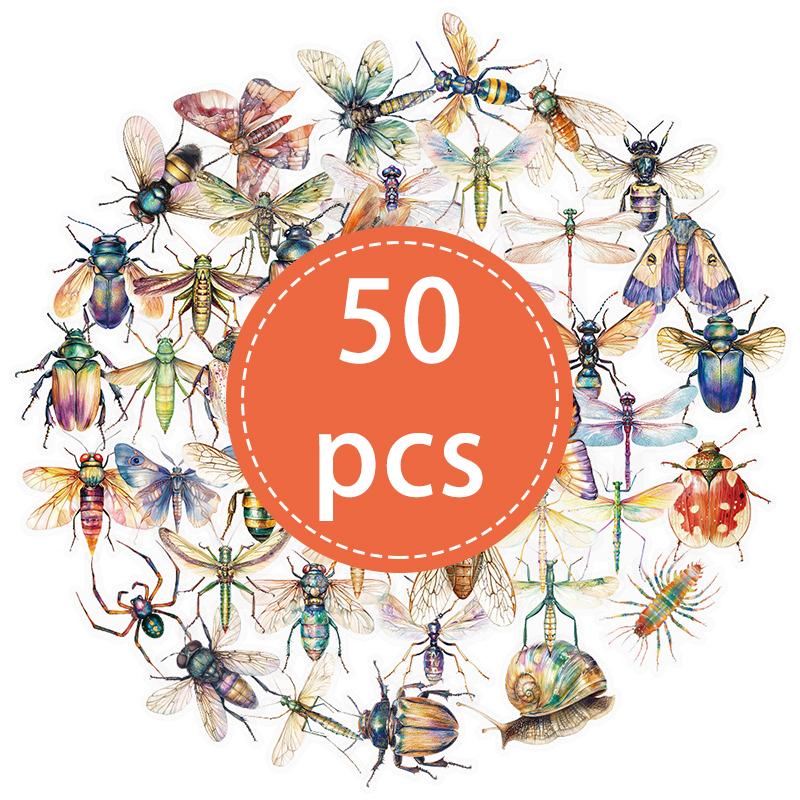 High-Quality 50Pcs High-Quality Transparent Insects High-Quality Animals High-Quality Stickers High-Quality Realistic High-Quality Bug High-Quality