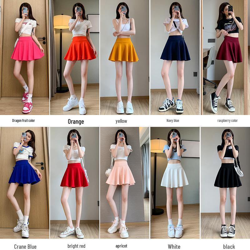 Women's Plus Size High Waist Pleated Bubble Skirt with Anti-Exposure Lining