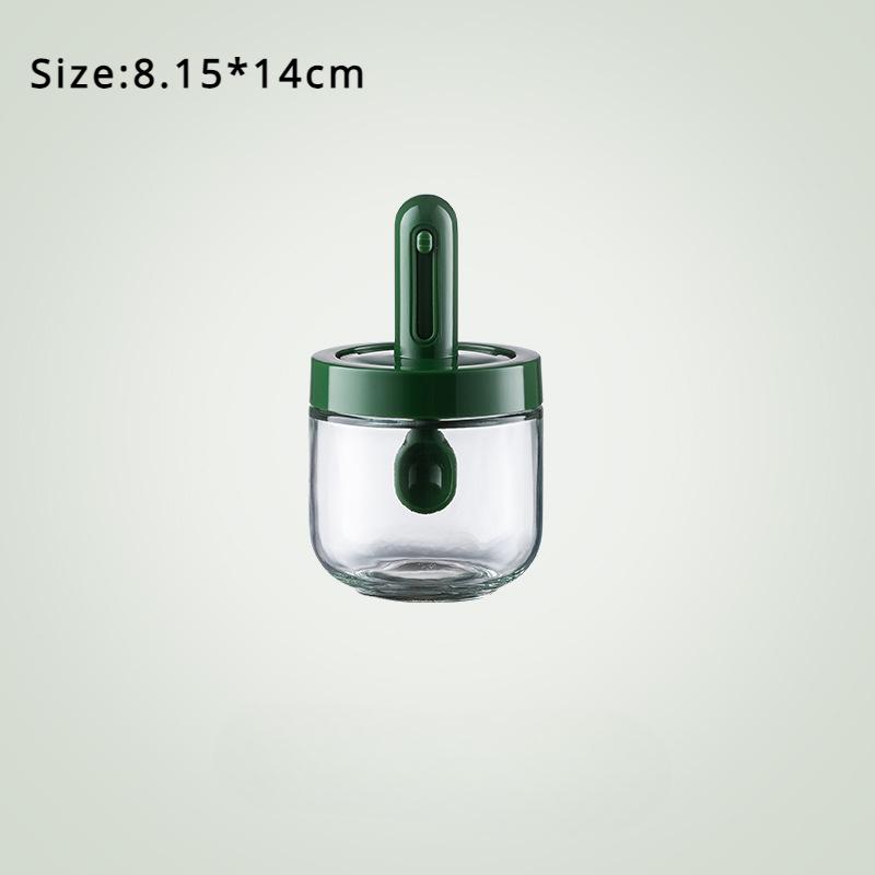 1pc Glass Seasoning Bottle With Telescopic Spoon Household Kitchen Salt Storage Box Leak Proof and Moisture-proof