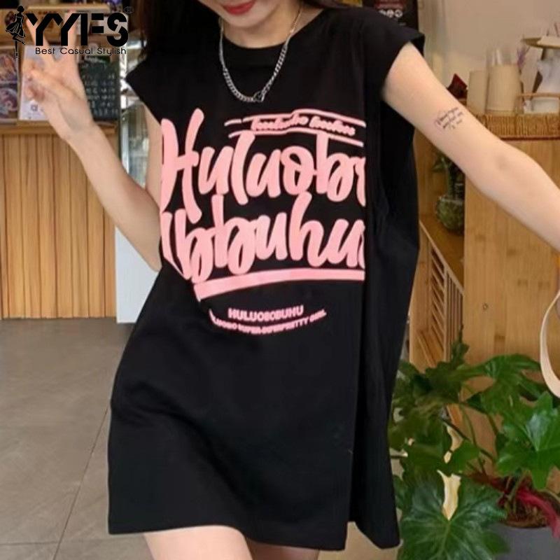 

YYFS Жіноча мода Повсякденні Літні Весняні Без рукавів Блузки та Сорочки з круглим вирізом S чорний