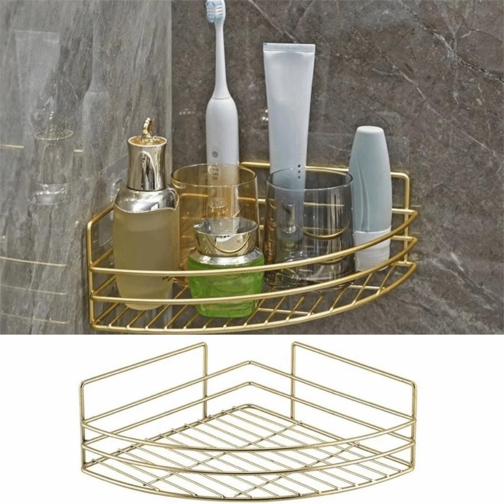 Stainless Steel Bathroom Corner Shelf Space Saving Wall Mounted Wall Mounted Shelf No Drill Corner Storage Rack Bathroom Use