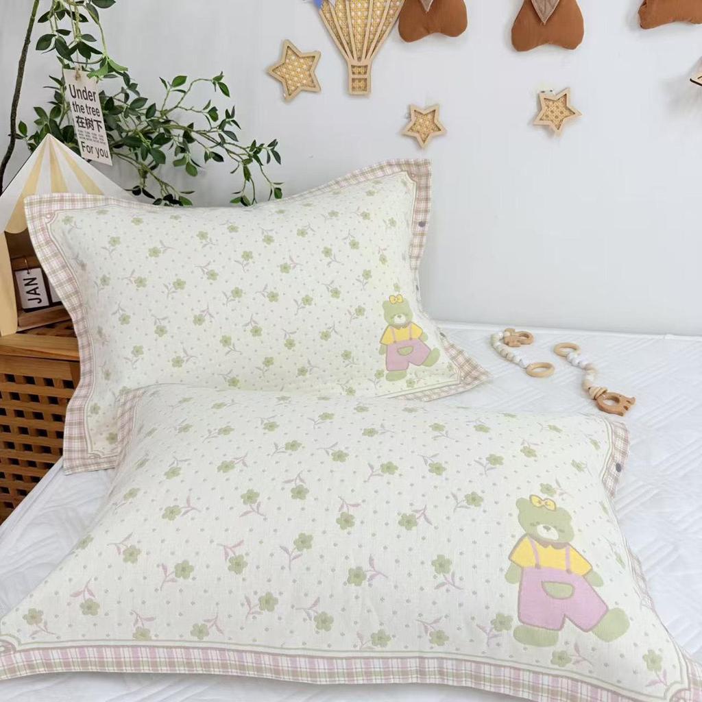 Set of 2 All-Cotton Gauze Pillowcases: Snap Button, High-Density, Non-Shedding, Four-Season Use