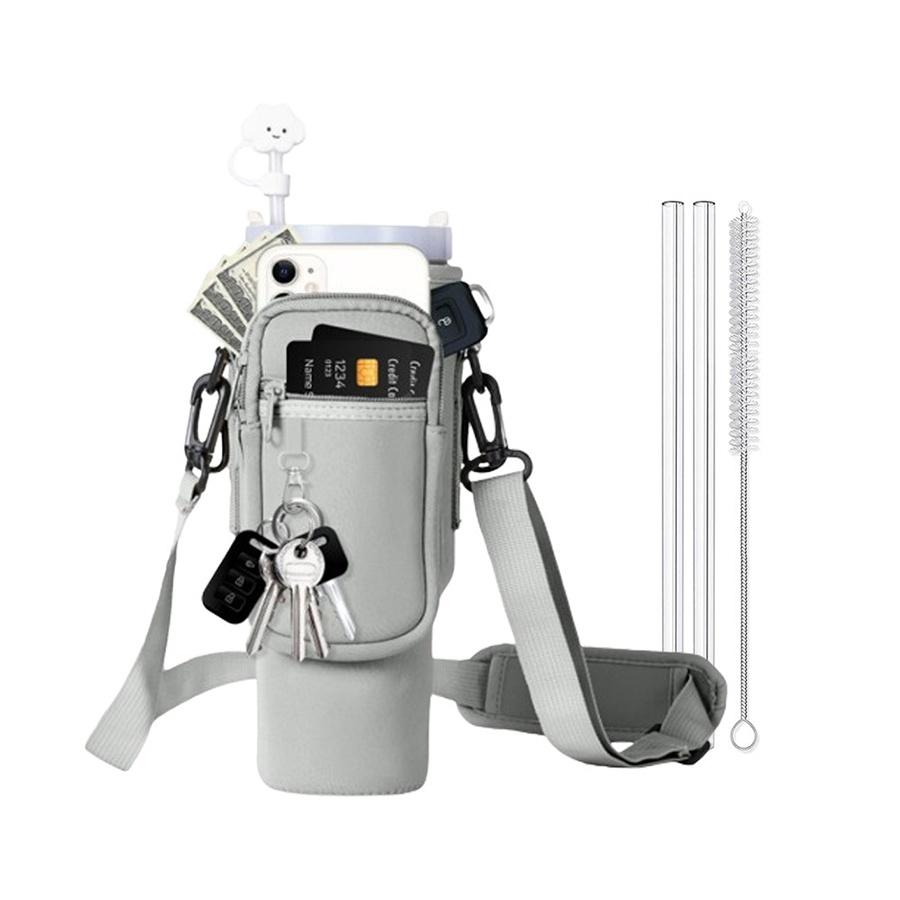 Water Bottle Carrier Bag with Phone Pocket for Stanley Cup 40oz Water Bottle Bag with Adjustable Strap Stanley Cup Accessories