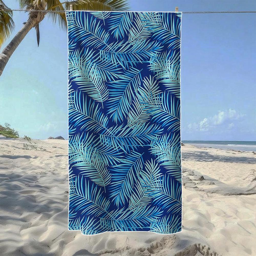 

Tropical Leaf Stripe Beach Towel, Soft Quick-Drying, Perfect For Portable Outdoor Travel, Swimming, Camping And Summer Beach W30*H60(CM)