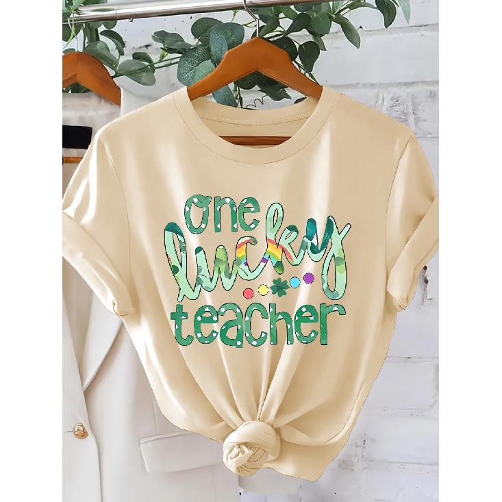 [One-way direction]Teacher's Edition One luy teacher Rainbow clover print fashion retro style short sleeve shirt Spring and summer Irish culture St.