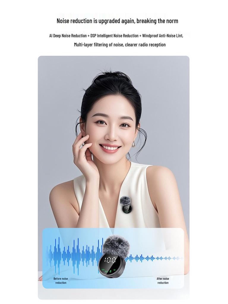 A8 Wireless Lavalier Microphone: 3-in-1 Noise Reduction for Outdoor Live Audio Recording & Universal Camera Use