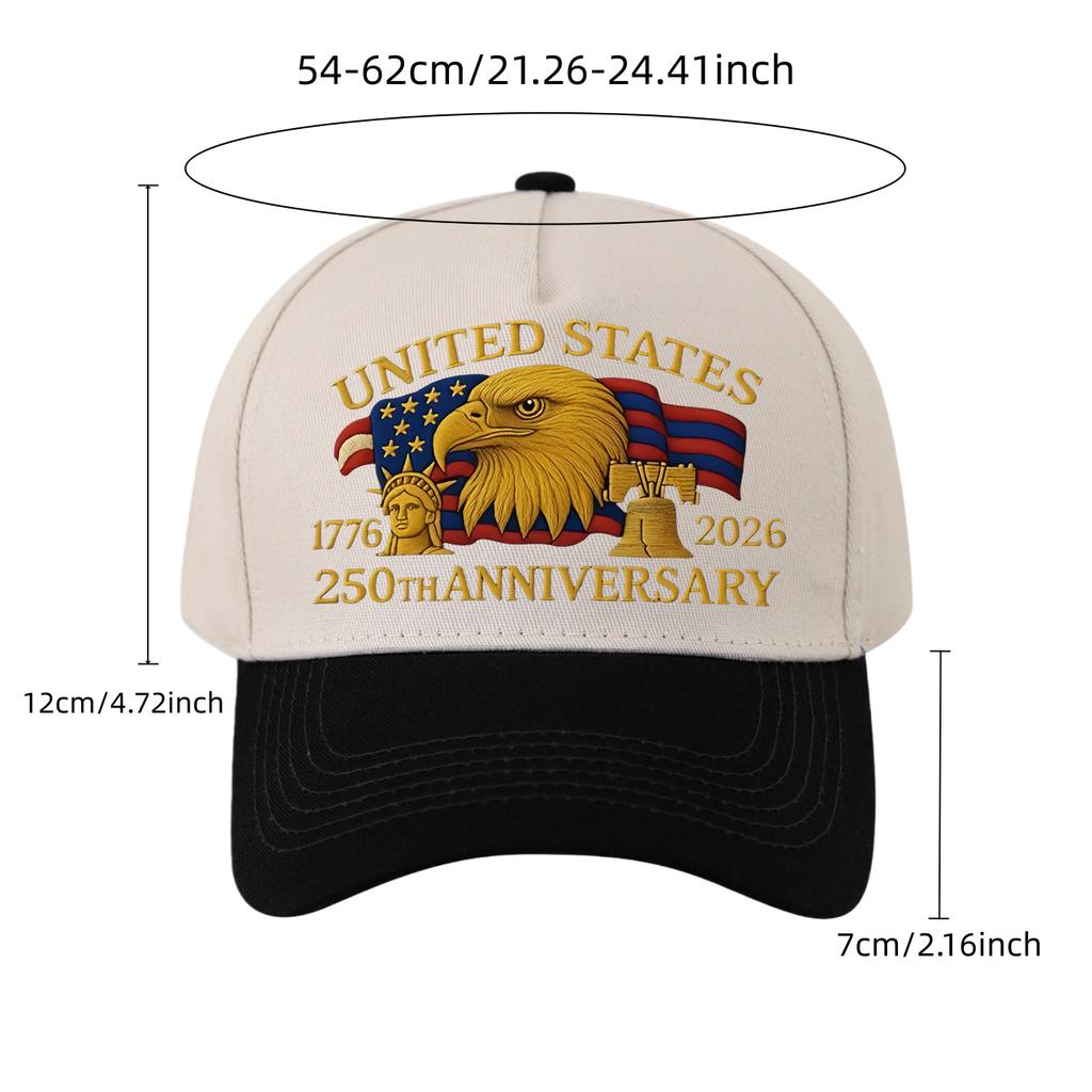 Hardtop Five-piece Baseball Cap Women's American Anniversary Printed Cap Outdoor Sun Hat
