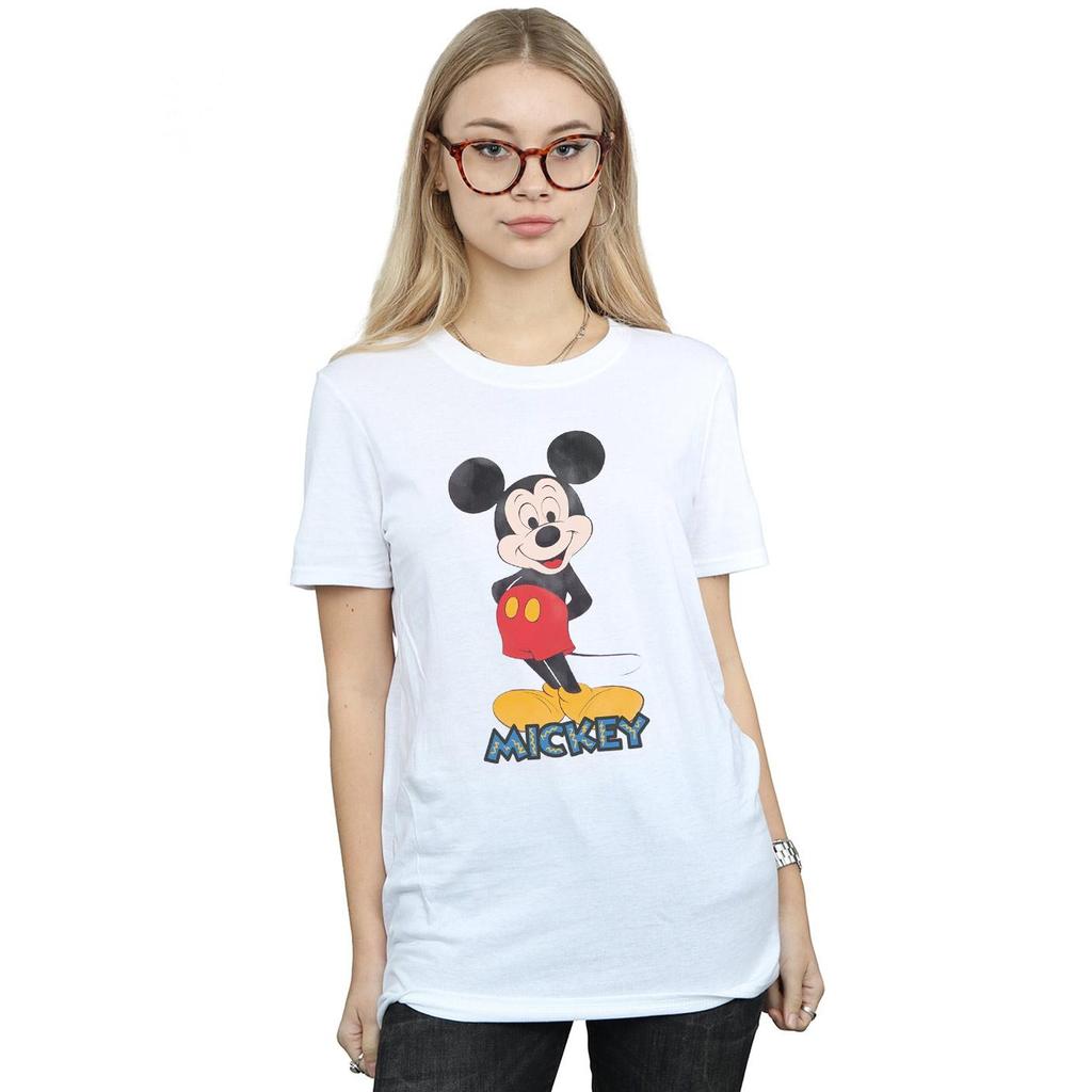 Disney Womens/Ladies Mickey Mouse Retro Pose Cotton Boyfriend T-Shirt