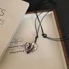 Collana con Ciondolo a Forma di Cuore LATS per Donna Uomo 85CM Catena per Maglione Estraibile Regolabile Accessorio Gioiello di Moda Regalo