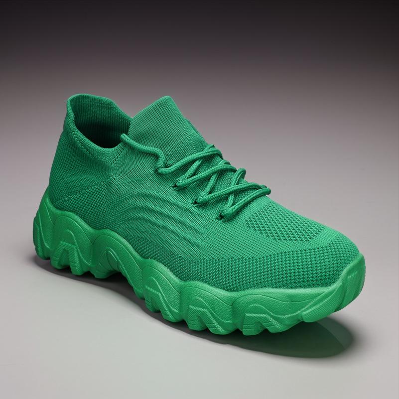 Dzianinowe Codzienne Trampki Modne Grube Buty Siatkowe Trampki na Platformie Oddychające Buty do Chodzenia Sportowe Buty z Grubą Podeszwą