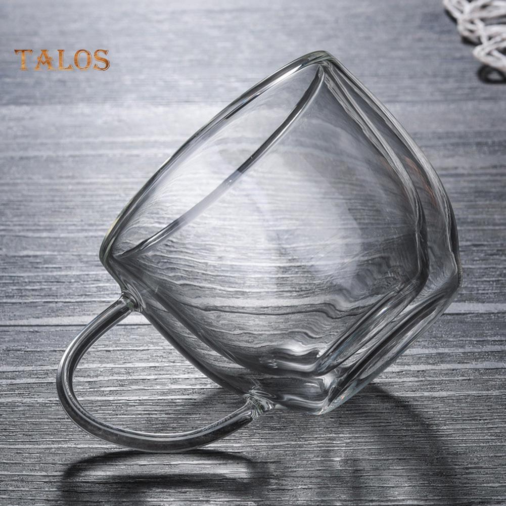 TK Double Wall Thermal Glass Cup Heat Resistant Tea Coffee Mug with Handle Drinkcup Heat Resistant