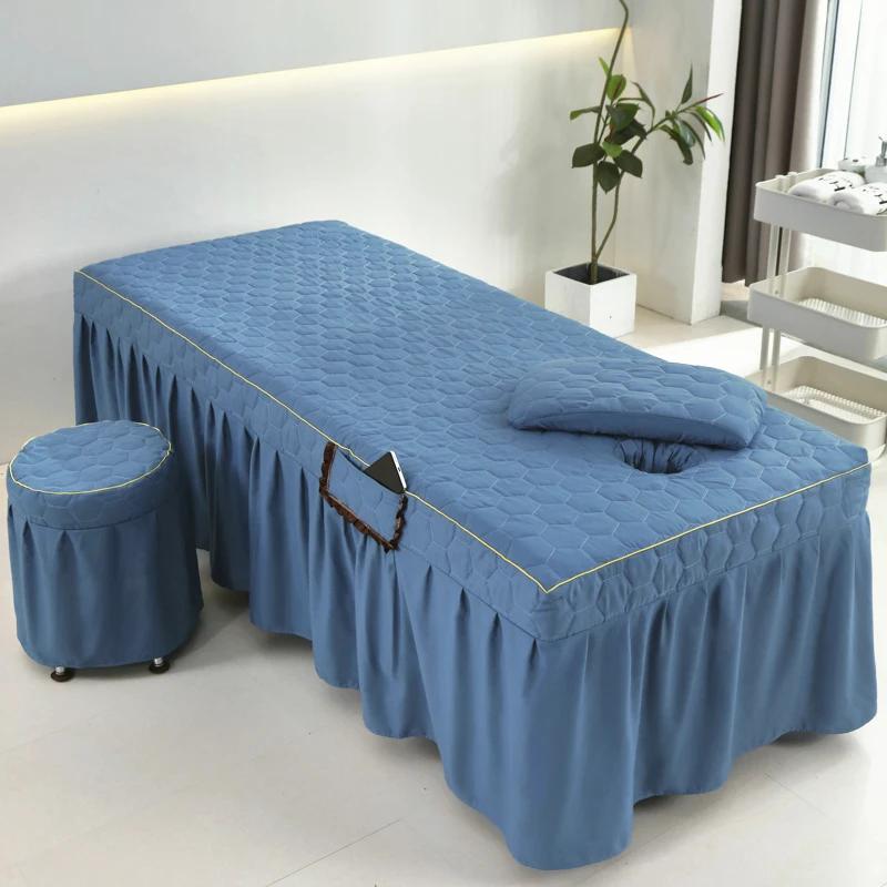 Thick Bed Skirt Beauty Salon Massage Table Bed Cover High-grade Skin-Friendly Bed Sheet SPA Therapy Bedspread with Hole