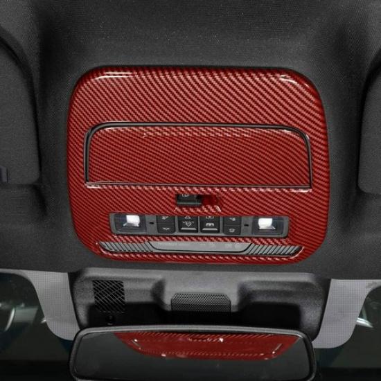 Red Carbon Roof Reading Light Lamp Decor Panel Trim Cover For Ford F-150 +