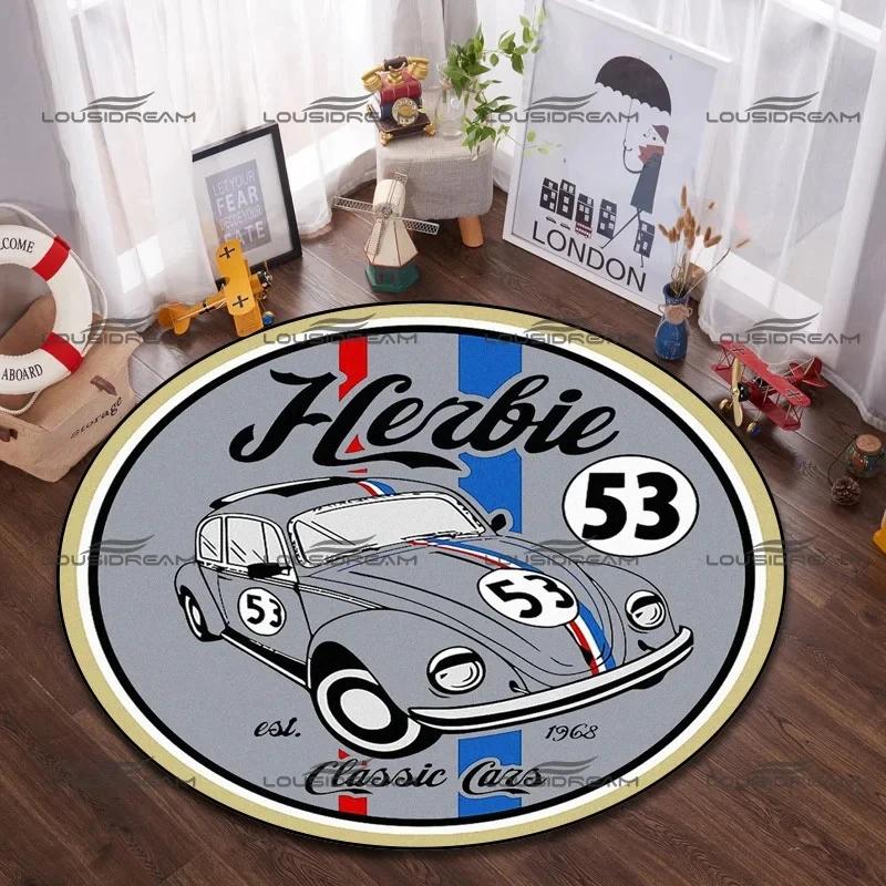 Round Flannel Herbie Beetle Car Carpet No. 53 Car Decorative Rugs Modern Home Living Room Floor Mats Bedroom Carpet Decoration