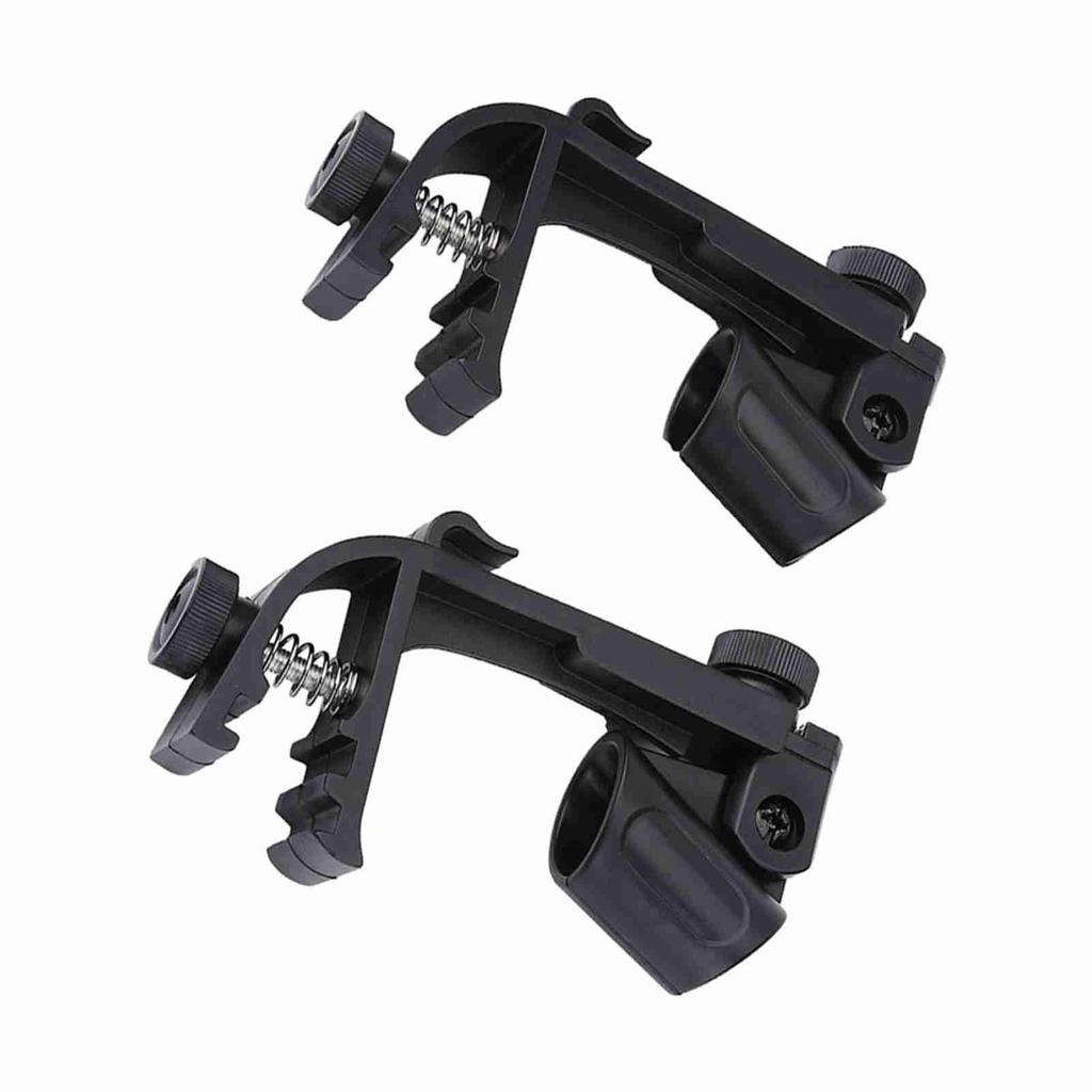 2 Pcs New Portable Adjustable Clips On Drum Mount Rim Microphone Shockproof Clamp Holder(Black)