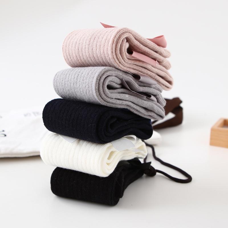 1/5Pairs Children Girls Socks With Bows Cotton Soft Toddlers Long Socks Kids Princess Dance Knee Stocking For Girls 1-8Years Old