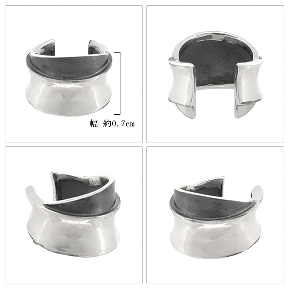 Shinjuku Gin No Kura Twin Line Silver 925 Ear Cuff for Earrings Reverse-Round (Single Ear) Men, Simple, Non-Pierced