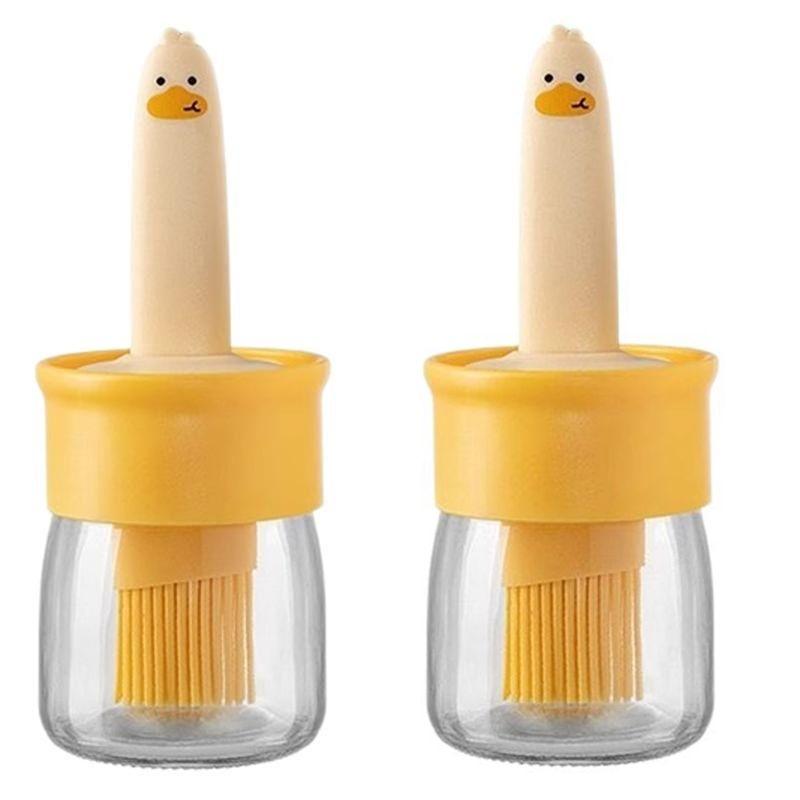 Little Yellow Duck Oil Bottle Oil Brush And Bottle In One Household High Temperature Barbecue Silicone Brush