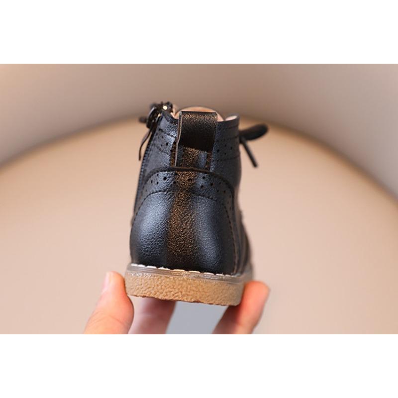 Britiško stiliaus vaikiški retro odiniai batai aukštu aulu, korėjietiško stiliaus mergaičių vieni batai, rudens nauji berniukų odiniai batai