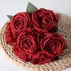 Artificial Flowers Roses 7 Pieces Ready-Made Rose Bouquet Flower Arrangement for Vase - Red