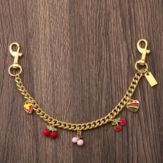 Kirsch-Taschenanhänger Rosa Kirsch-Herz-Anhänger Erdbeer-Anhänger Kette Funkelnder Geldbörsen-Anhänger für Damen Handtasche Tragetasche Zubehör