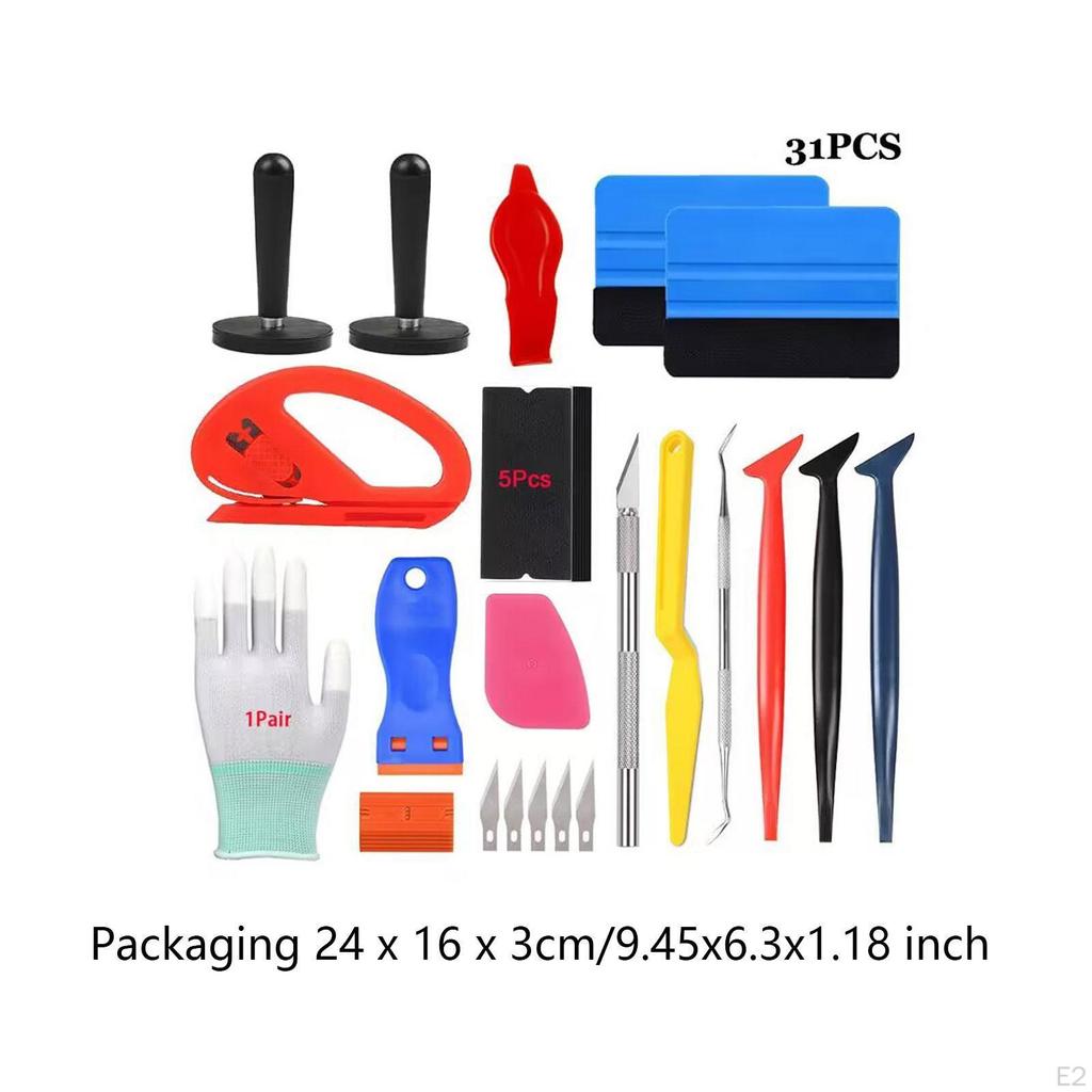 31x Zestaw do montażu folii przyciemniających szyby samochodowe Wielofunkcyjna ściągaczka do folii winylowych