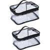 2 Pack Clear Makeup Bag Travel Storage Bag Portable Transparent Zipper Bathroom Waterproof Toiletry Bag With Handle(1large 1medium)