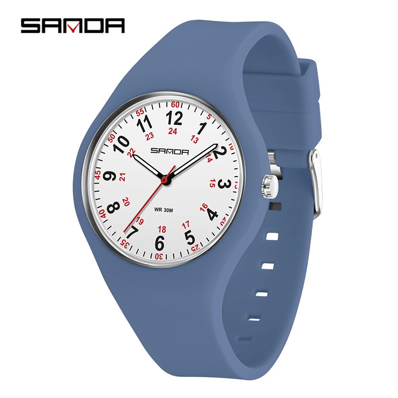 SANDA Minimalist Fashionable Student Sports Waterproof Silicone Quartz Watch Boy Girl Casual Clock Children Gifts