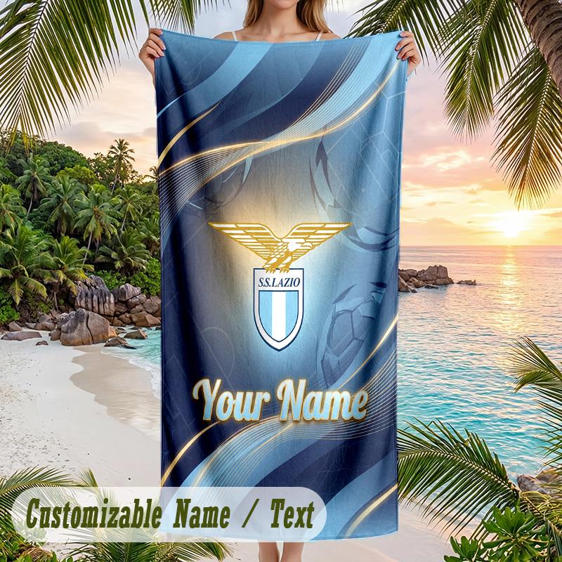 Beach Towel Lazio FC Print Custom Name Text Soft Towel for Swimming Pool