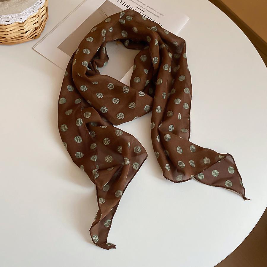 Retro Polka Dot Silk Scarf Necklace - Elegant Women's Accessory