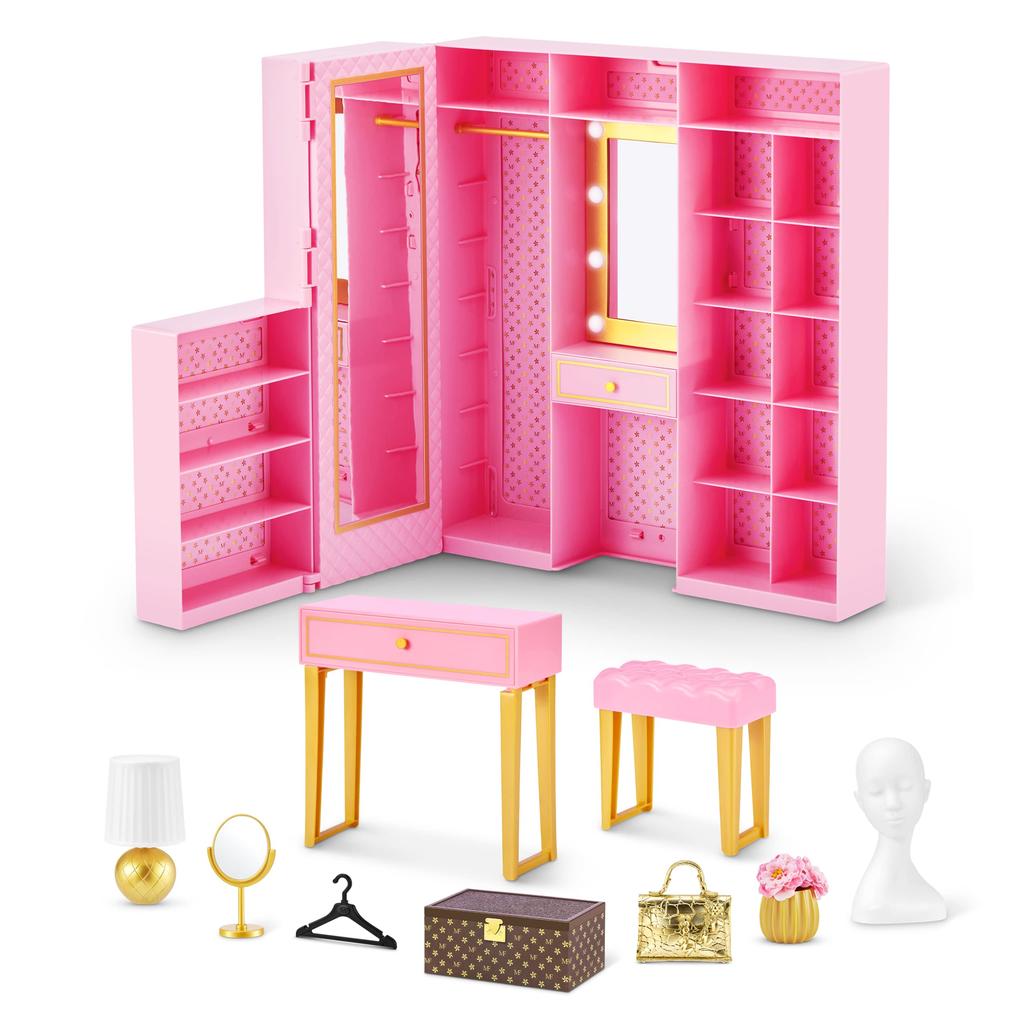 ZURU Mini Brand Mini Fashion Dream Wardrobe with Metallic Mini Fashion Bags and Over 25 Storage Areas - A Great Gift for Girls Who Love Fashion
