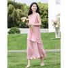 Women's Summer Pleated Faux Two-piece Sleeveless Dress