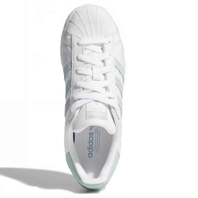 Adidas Superstar 'White/Ash Green/Silver Metallic' Sneakers Women's Sneakers B41509
