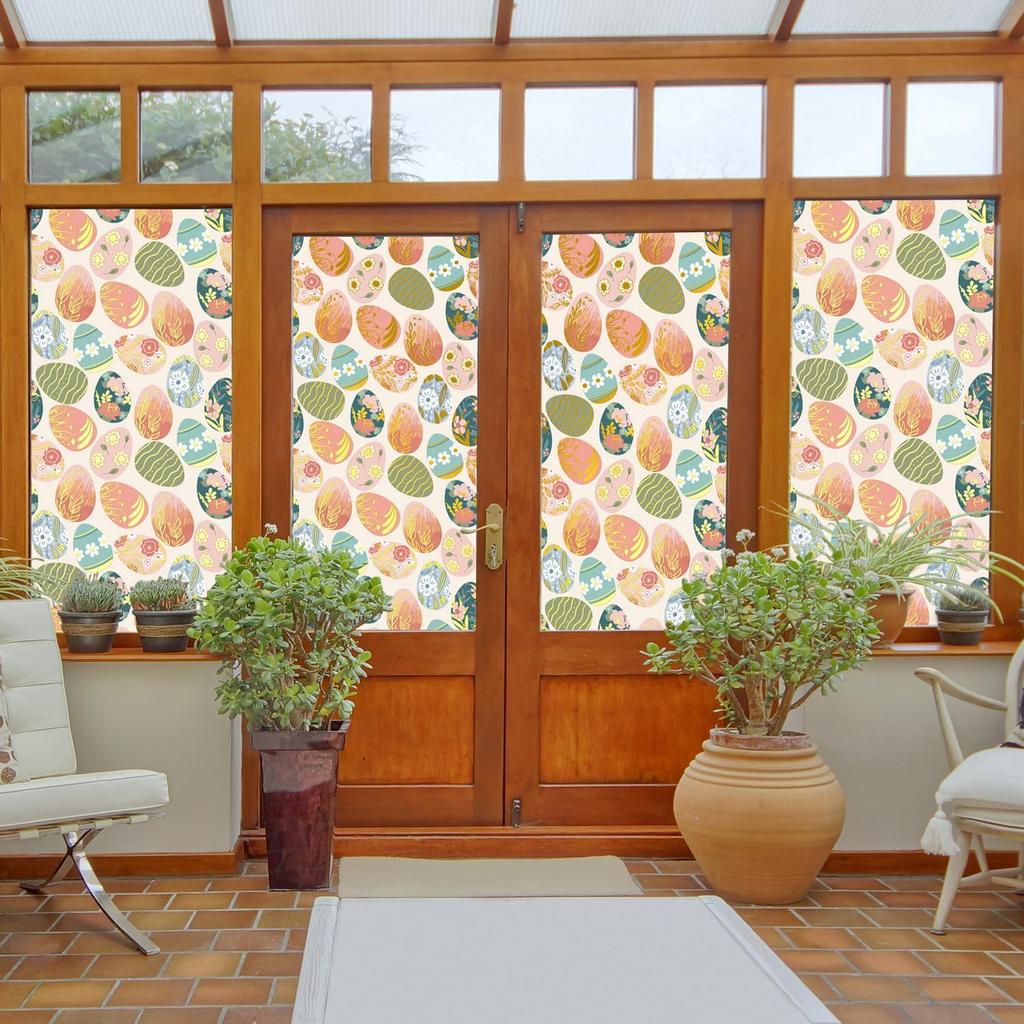 9 Sheets Summer Window Clings Stickers Double-Sided Window Decals Tropical Flamingo Green Plants Coconut Tree Designs Summer Hawaii Colorful Flower