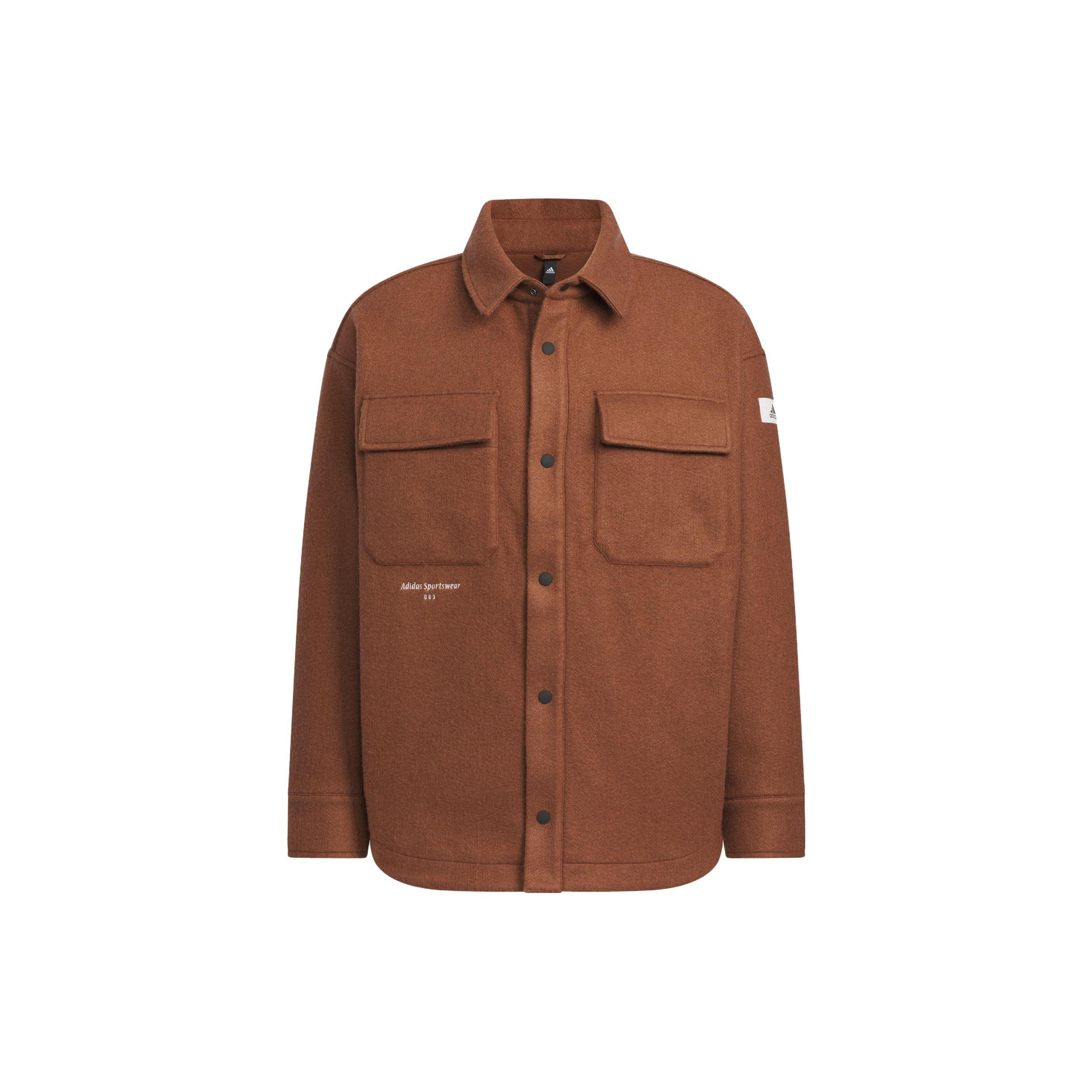 

Adidas Solid Color Logo Sports Casual Shirt With Collar Multi-Pocket Work Jacket Men Jackets Brown IP4970 A/M-L