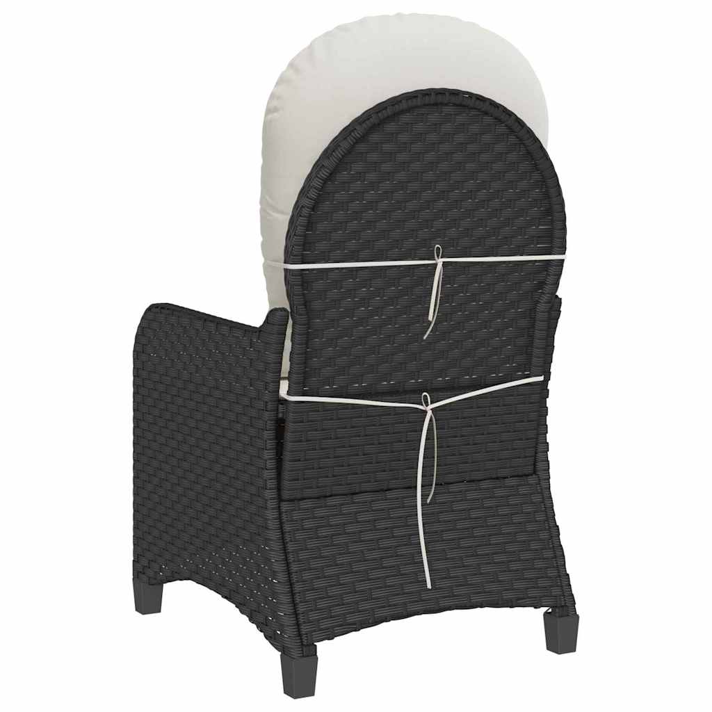Reclining Chair with Cushion Black 56 x 66 x 95 cm Poly Rattan