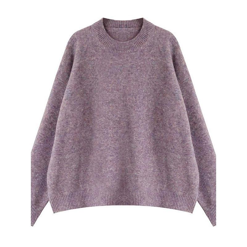 Women Autumn Winter High Neck Long Sleeve Solid Color Sweater for Ladies Loose Fashion Knitted Tops