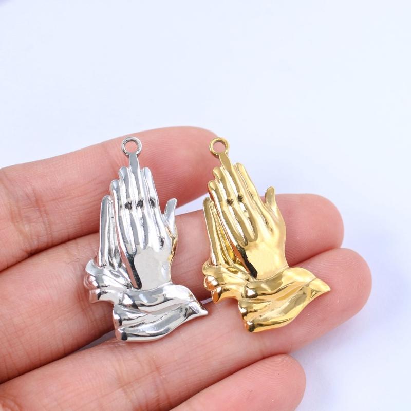 3Pcs Stainless Steel Faith Charm Praying Hand Pendants for Necklaces Bracelets Earrings Jewelry Making Accessories